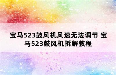 宝马523鼓风机风速无法调节 宝马523鼓风机拆解教程